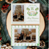 Waterverf Monogram Initiaal Geboorteplaats Foto Feestdagenkaart