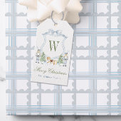 Waterverf Monogram Initiaal Notenkraker Crest Cadeaulabel