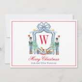 Waterverf Monogram Initiaal Notenkraker Crest Feestdagenkaart (Voorkant)