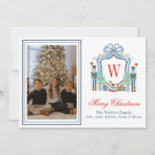 Waterverf Monogram Initiaal Notenkraker Crest Foto Feestdagenkaart (Voorkant)