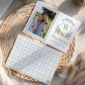 Waterverf Monogram Initiaal Notenkraker Crest Foto Feestdagenkaart