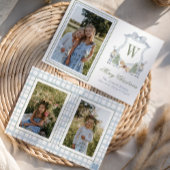 Waterverf Monogram Initiaal Notenkraker Crest Foto Feestdagenkaart