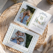 Waterverf Monogram Initiaal Notenkraker Crest Foto Feestdagenkaart