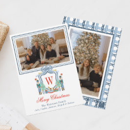 Waterverf Monogram Initiaal Notenkraker Crest Foto Feestdagenkaart