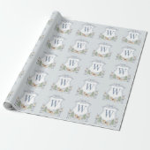 Waterverf Monogram Initiaal Notenkraker Crest Gift Cadeaupapier (Uitgerold)