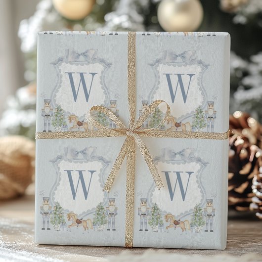 Waterverf Monogram Initiaal Notenkraker Crest Gift Cadeaupapier
