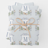 Waterverf Monogram Initiaal Notenkraker Crest Gift Inpakpapier Vel (In situ)