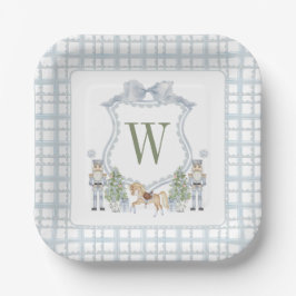 Waterverf Monogram Initiaal Notenkraker Crest Gift Papieren Bordje