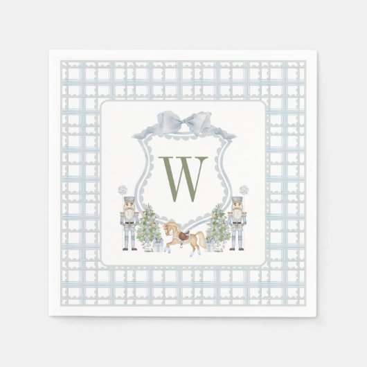 Waterverf Monogram Initiaal Notenkraker Crest Gift Servet (Voorkant)