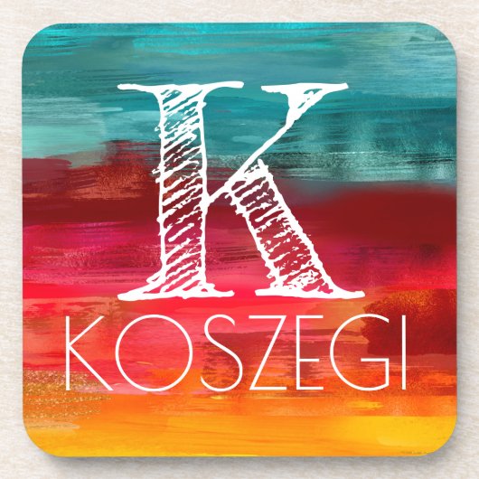 Waterverf monogram initiaal onderzetter set (Voorkant)