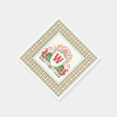 Waterverf Monogram Initiaal Plaid Santa Crest Servet (Hoek)