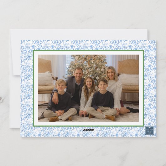 Waterverf Monogram Initiaal Rendier Crest Foto Feestdagenkaart (Achterkant)