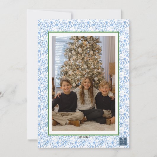 Waterverf Monogram Initiaal Rendier Crest Foto Feestdagenkaart (Achterkant)