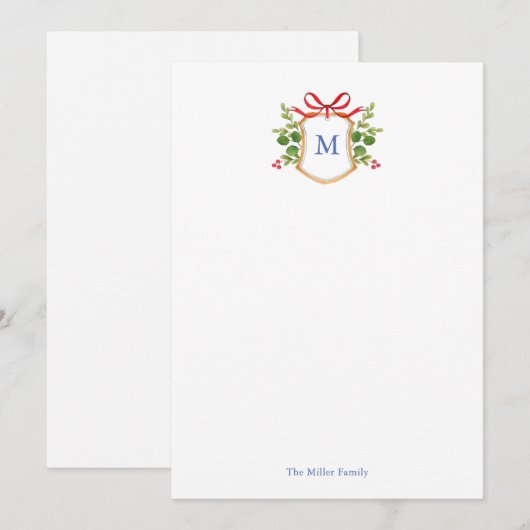 Waterverf Monogram kam met groen Notitiekaartje (Voorkant / Achterkant)