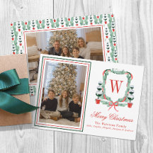 Waterverf Monogram Kerst Topiary Crest Foto