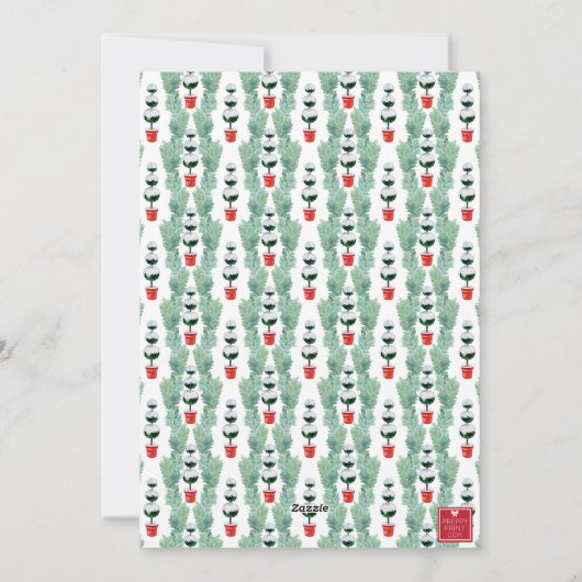 Waterverf Monogram Kerst Topiary Crest Foto Feestdagenkaart (Achterkant)