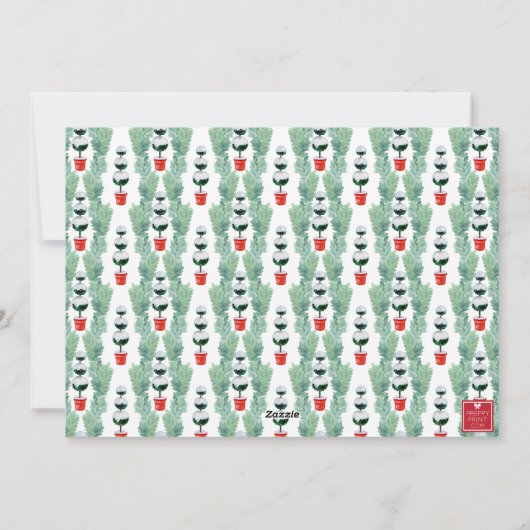 Waterverf Monogram Kerst Topiary Crest Foto Feestdagenkaart (Achterkant)