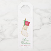 Waterverf Monogram Kous Gepersonaliseerd Flessenhanger (Voorkant)
