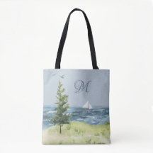 Waterverf Monogram kuststrand zandboot