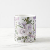 Waterverf monogram lavender Paarse Floral Rozen Koffiemok (Center)