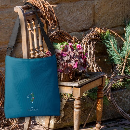 Waterverf monogram letter F verpleegkundige donker Crossbody Tas