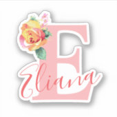 Waterverf Monogram Letter Initiaal Monogrammen Sticker (Voorkant)