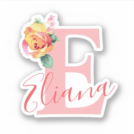 Waterverf Monogram Letter Initiaal Monogrammen Sticker (Voorkant)