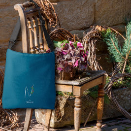 Waterverf monogram letter N verpleegkundige donker Crossbody Tas