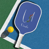Waterverf monogram letter U blauw Pickleball Paddle
