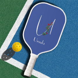 Waterverf monogram letter U blauw Pickleball Paddle