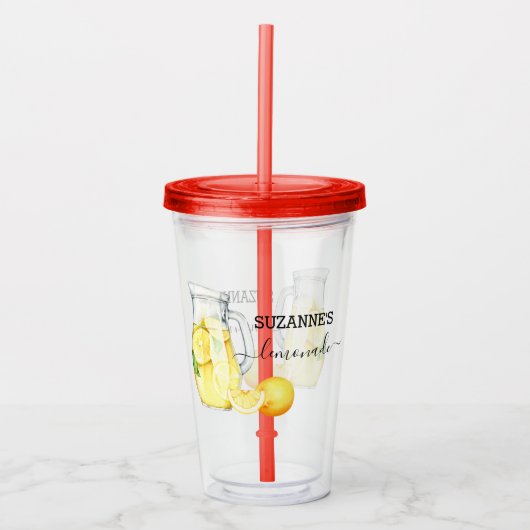 Waterverf monogram limonade Drink Acryl Drinkbeker (Voorkant)