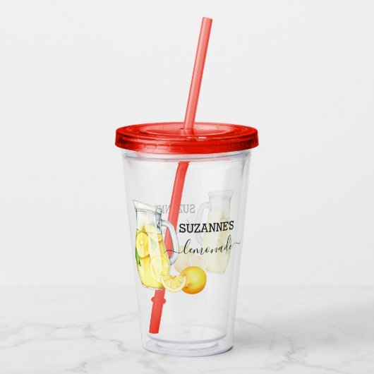 Waterverf monogram limonade Drink Acryl Drinkbeker (Achterkant)