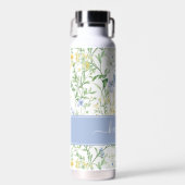 Waterverf Monogram met Blauwe Wilde Bloem Waterfles (Voorkant)