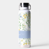 Waterverf Monogram met Blauwe Wilde Bloem Waterfles (Achterkant)