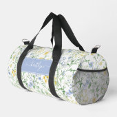 Waterverf Monogram met Blauwe Wilde Bloemen Plunjezak (Rechterhoek)