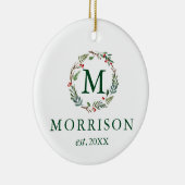 Waterverf Monogram met Pas getrouwd PHOTO BACK Keramisch Ornament (Rechts)