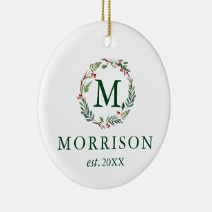 Waterverf Monogram met Pas getrouwd PHOTO BACK Keramisch Ornament