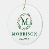 Waterverf Monogram met Pas getrouwd PHOTO BACK Keramisch Ornament (Links)