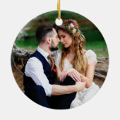 Waterverf Monogram met Pas getrouwd PHOTO BACK Keramisch Ornament (Achterkant)