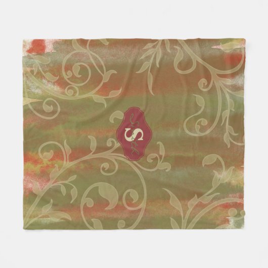 Waterverf-monogram met schuifwiel fleece deken (Voorkant (Horizontaal))