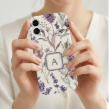 Waterverf Monogram met Wilde Bloem Lavendel