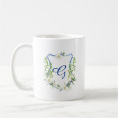 waterverf monogram mok blauwe kreet met magnolia (Links)