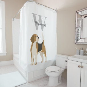Waterverf Monogram Naam Beagle Hond Douchegordijn