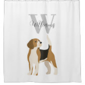 Waterverf Monogram Naam Beagle Hond Douchegordijn (Voorkant)