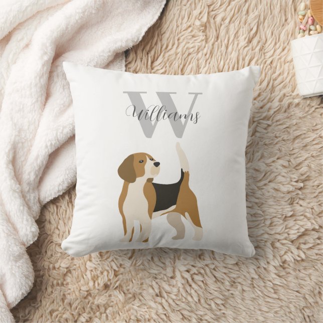 Waterverf Monogram Naam Beagle Hond  Kussen (Deken)