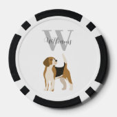 Waterverf Monogram Naam Beagle Hond Poker Chips (Achterkant)