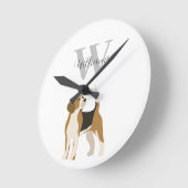 Waterverf Monogram Naam Beagle Hond Ronde Klok (Hoek)