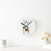 Waterverf Monogram Naam Beagle Hond Ronde Klok (Huis)