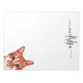 Waterverf Monogram Naam Stiekeme Kat Notitieblok (Voorkant)
