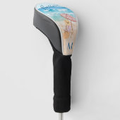 Waterverf Monogram Naam Strand Thema  Golfheadcover (Schuin)